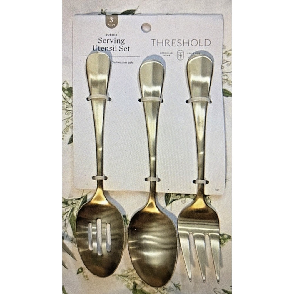 Threshold Sussex Hostess Stainless Steel Serving Set in Goldtone - 3 Pieces